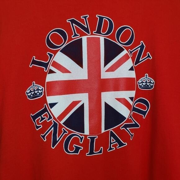 London England Graphic Short Sleeve Cotton Red Tee Shirt XL - Picture 3 of 7